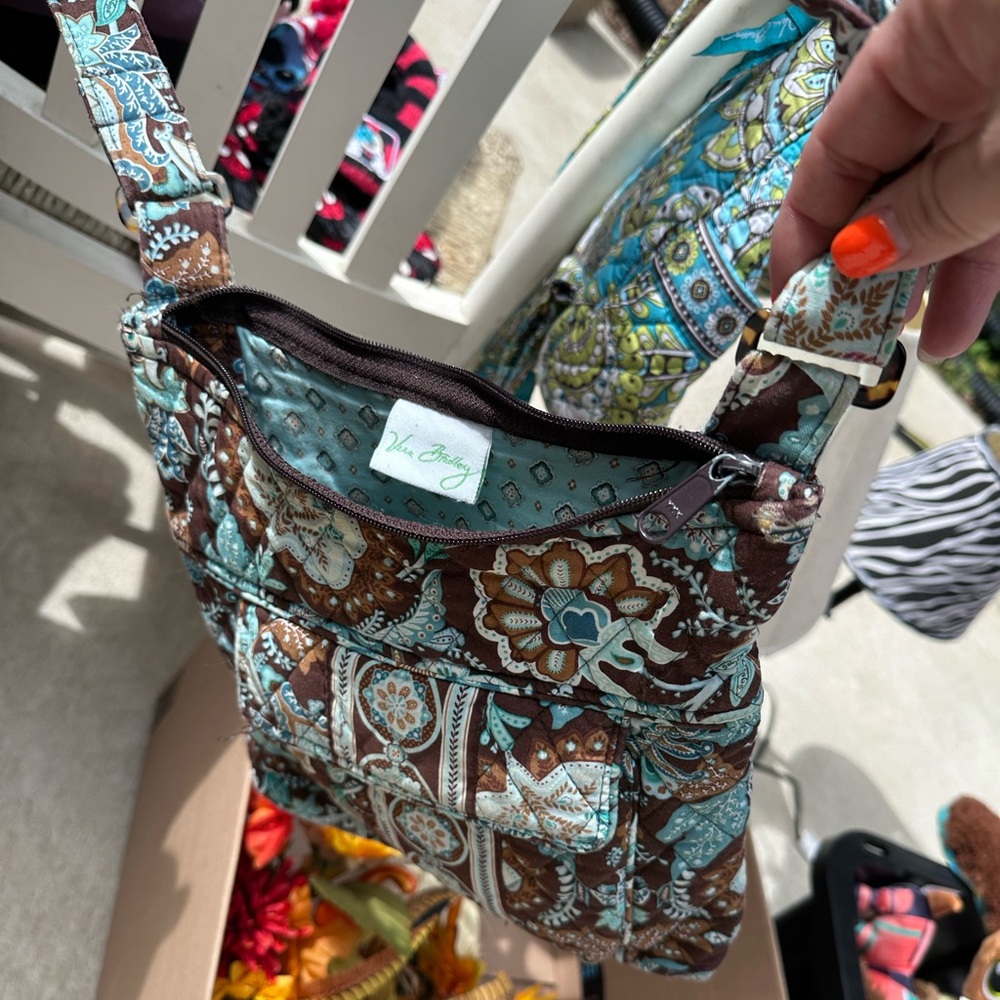 Vera Bradley Teal and Brown Shoulder Bag